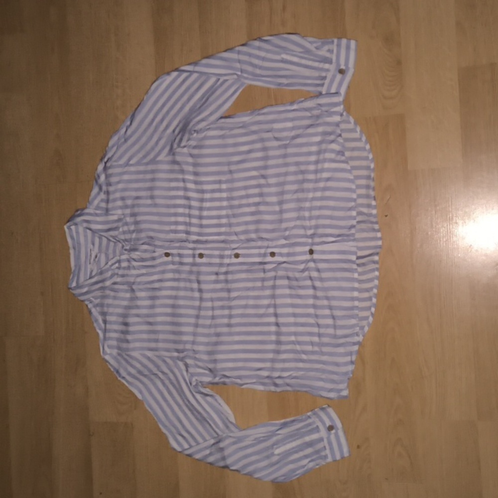 BeachLunchLounge Candace Stripe Button-Up Shirt L NWT